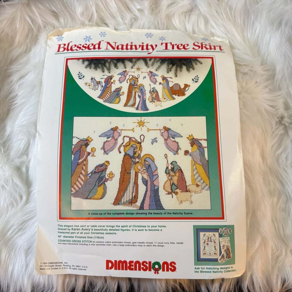 Dimensions Blessed Nativity Tree Skirt Counted Cross Stitch Kit 1989